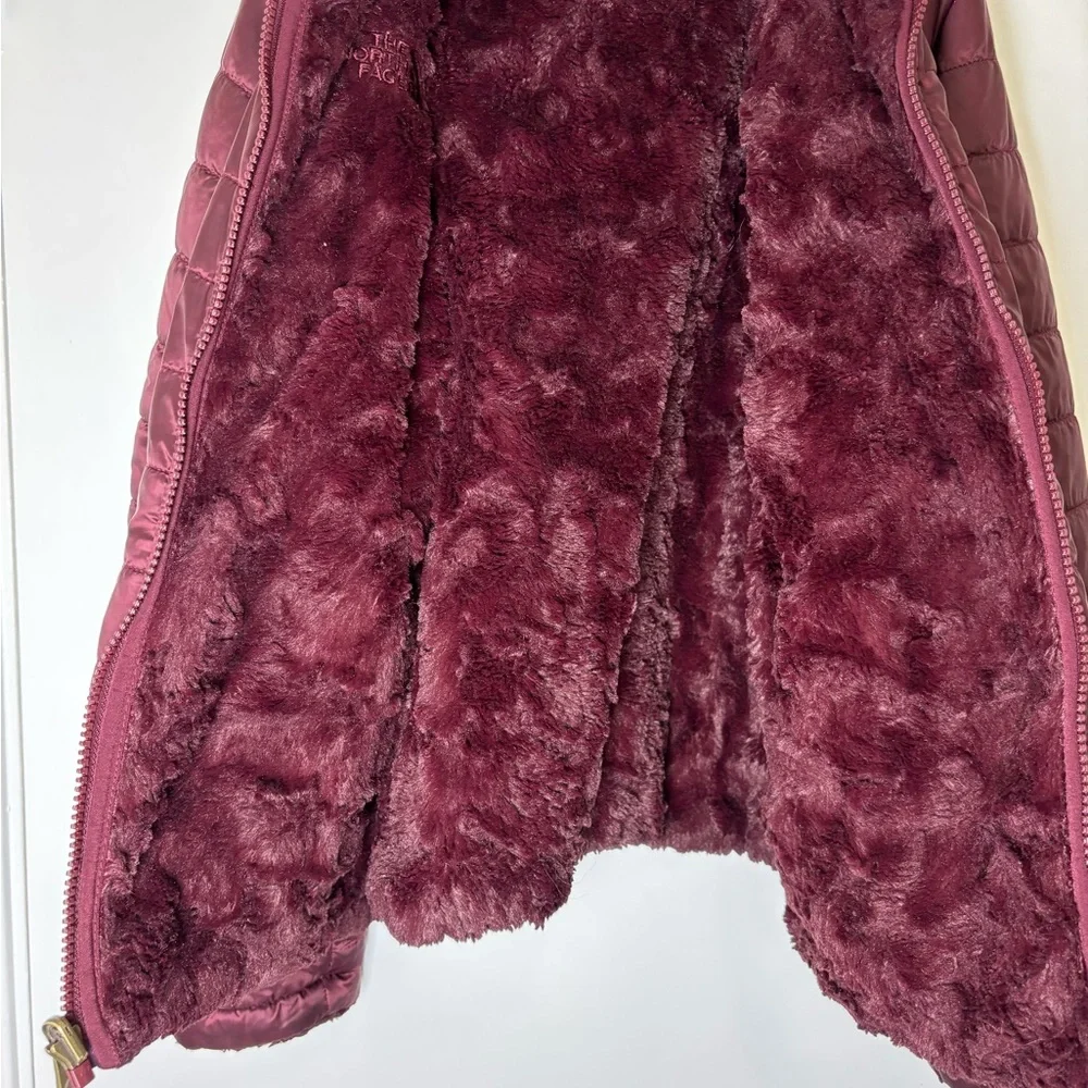The North Face Girl’s Maroon Mossbud Swirl Insulated Reversible Jacket M 10/12 - Picture 13 of 16
